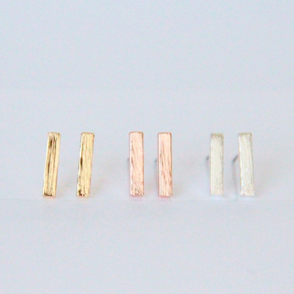 Gold Bar Earrings, Rose Gold bar earrings, Tiny Bar earrings, Bar Earrings , Minimalist Gold Jewelry, Bridesmaid Gift, Simple Modern Jewelry