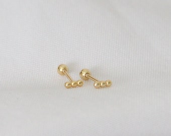 Flat Bar Screw Back Earrings, Dot Bar flat back earrings, Screw back earrings, Sleep-On Water Safe Stud Earrings