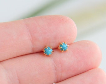 Tiny Turquoise Studs, Turquoise earrings, Blue studs, Tiny Earrings, Minimalist Gold Jewelry, Bridesmaid Gift, Earrings, Modern Jewelry