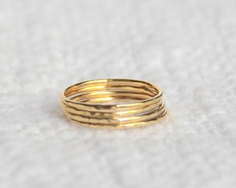 Hammered 14k Gold Stackable Ring(s), thin ring, midi ring, skinny gold ring ,simple gold ring,minimal gold ring.thin gold ring,Gold Ring