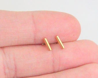 Tiny Gold Bar post earrings, Small Bar Earrings ,Gold Bar, Minimalist Gold Jewelry