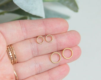 Open Circle Earrings, 14k Gold Filled, Minimalist Earrings, Gold Circle Earrings, Geometric Earrings, Open Circle Studs