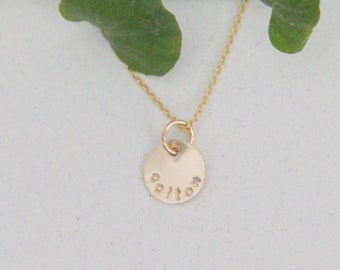 3/8in Gold Filled Necklace,  Personalized necklace, Hand stamped, Necklace, Gold Necklace, Bridesmaid Gift, Name necklace