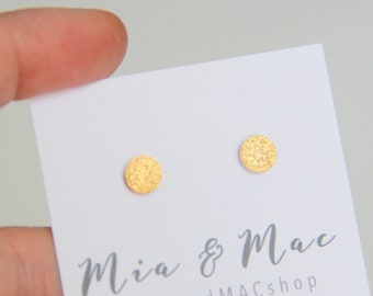 Sparkle Circle post earrings, Small circle Earrings , Gold circle earrings, Minimalist Gold Jewelry