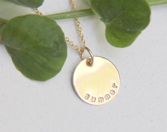 1/2 in Gold Filled Necklace,  Personalized necklace, Hand stamped, Necklace, Gold Necklace, Bridesmaid Gift, Name necklace