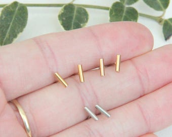 Tiny Bar post earrings, Small Bar Earrings ,Gold Bar, Minimalist Gold Jewelry, Bridesmaid Gift, Christmas Gift, Simple Modern Jewelr