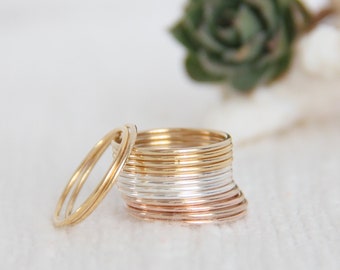 Thin Round Gold Stackable Ring, 14k Gold Filled, Stacking Rings, Dainty Gold Ring, Tiny Ring, Skinny Ring, Gold Filled Ring, Thin Gold Ring