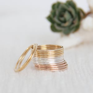 Thin Round Gold Stackable Ring, 14k Gold Filled, Stacking Rings, Dainty Gold Ring, Tiny Ring, Skinny Ring, Gold Filled Ring, Thin Gold Ring image 1