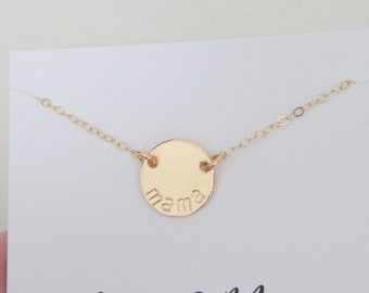 1/2 in 14kt MAMA Gold filled Initial Necklace, Personalized Initial necklace, Hand stamped, Gold Necklace, Mother's Day Necklace