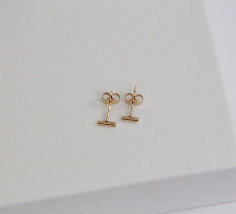 Tiny Gold Bar post earrings Small Bar Earrings Gold Bar Etsy