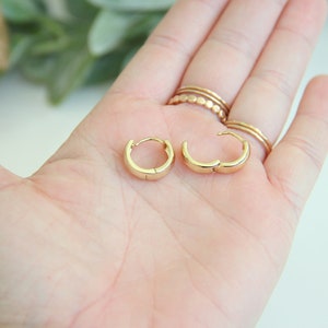 Thick Gold Huggies, Gold thick Huggies, Gold Earrings, Gold Huggies, Huggies, Gold Hoops, Everyday Hoops image 5
