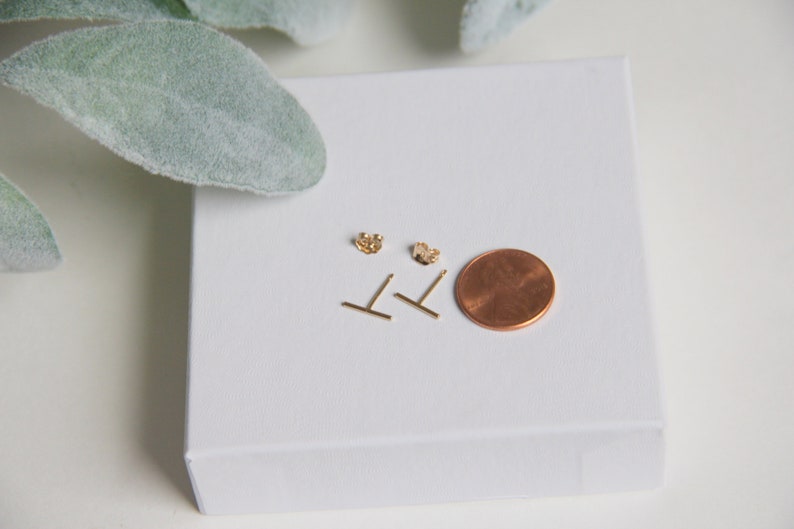 Bar Earrings, 14k Gold Filled Earrings, Bar Studs, Gold Earrings, Hypo Allergenic, Minimalist Gold Jewelry, Bridesmaid Gift image 8