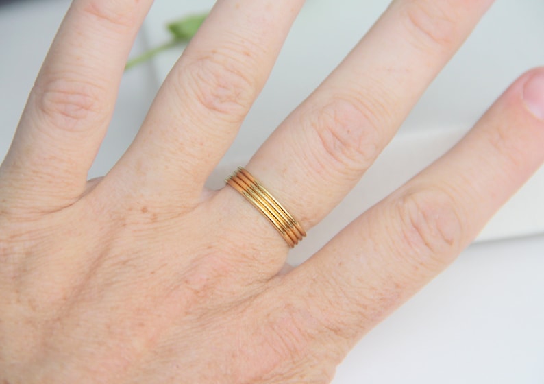 Thin Round Gold Stackable Ring, 14k Gold Filled, Stacking Rings, Dainty Gold Ring, Tiny Ring, Skinny Ring, Gold Filled Ring, Thin Gold Ring image 5