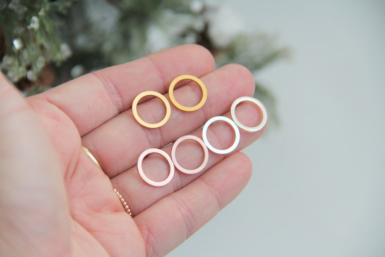 Open Circle stud earrings, Circle Earrings, Gold Circle Earrings, Minimalist Gold Jewelry image 6