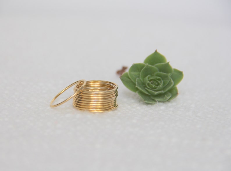 Thin Round Gold Stackable Ring, 14k Gold Filled, Stacking Rings, Dainty Gold Ring, Tiny Ring, Skinny Ring, Gold Filled Ring, Thin Gold Ring image 3