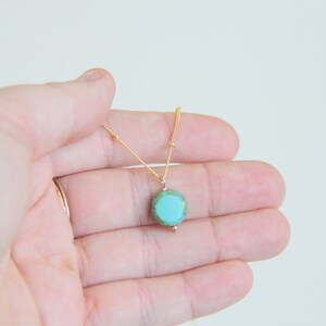 Stones Necklaces, Beaded chain Necklace, Turquoise Necklace, Bead Necklace, 14kt Gold Filled, Necklace image 5