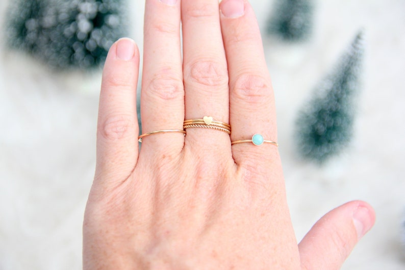 Thin Round Gold Stackable Ring, 14k Gold Filled, Stacking Rings, Dainty Gold Ring, Tiny Ring, Skinny Ring, Gold Filled Ring, Thin Gold Ring image 6