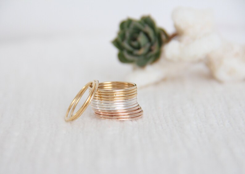 Thin Round Gold Stackable Ring, 14k Gold Filled, Stacking Rings, Dainty Gold Ring, Tiny Ring, Skinny Ring, Gold Filled Ring, Thin Gold Ring image 1