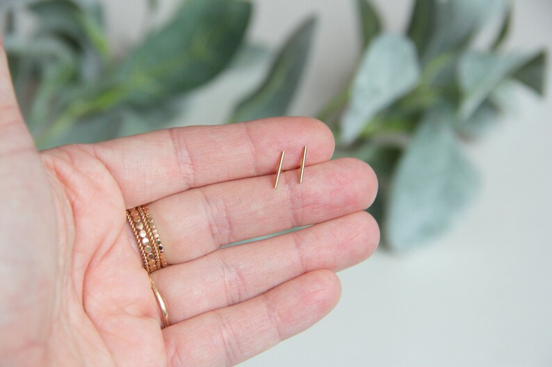 Bar Earrings, 14k Gold Filled Earrings, Bar Studs, Gold Earrings, Hypo Allergenic, Minimalist Gold Jewelry, Bridesmaid Gift image 5