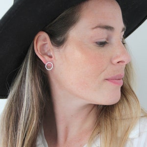 Open Circle stud earrings, Circle Earrings, Gold Circle Earrings, Minimalist Gold Jewelry image 5
