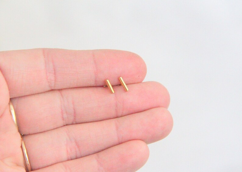 Tiny Gold Bar post earrings Small Bar Earrings Gold Bar Etsy