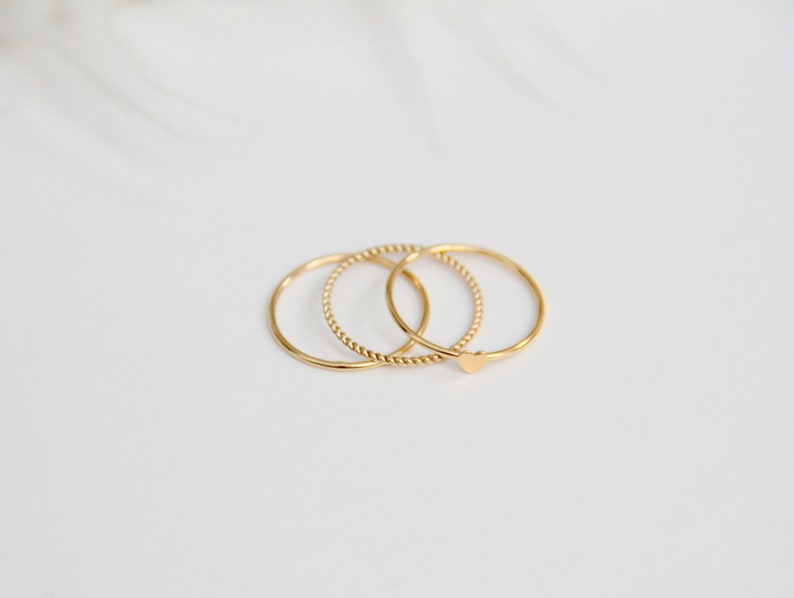Thin Round Gold Stackable Ring, 14k Gold Filled, Stacking Rings, Dainty Gold Ring, Tiny Ring, Skinny Ring, Gold Filled Ring, Thin Gold Ring image 8
