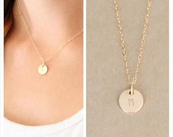 3/8 Inch 14kt GOLD FILLED Initial Necklace, Personalized Initial necklace, Hand stamped, Gold Letter Necklace, Gold Necklace,Bridesmaid Gift