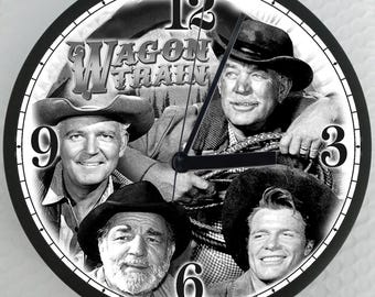Wagon Train Wall Clock, Eastwood, cattle, home decor, western, gift