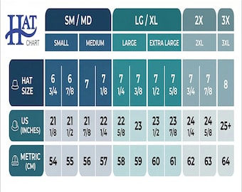 Hat Size Chart 8 x 10 Digital Download