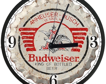 Bud Wall Clock, food, beer, bar, mancave, restaurant, home decor, gift, retro