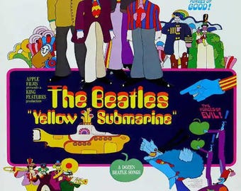 ビートルズ イエローサブマリン (1968) カルト映画ポスター復刻版 約