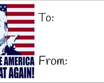 Étiquettes cadeaux Donald Trump MAGA (10 étiquettes par feuille)