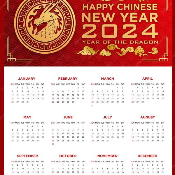 Chinese 2024 Calendar 8 x 10