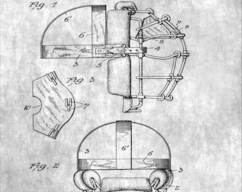 Vintage 1907 Baseball Catcher's Mask Patent Print 8 x 10