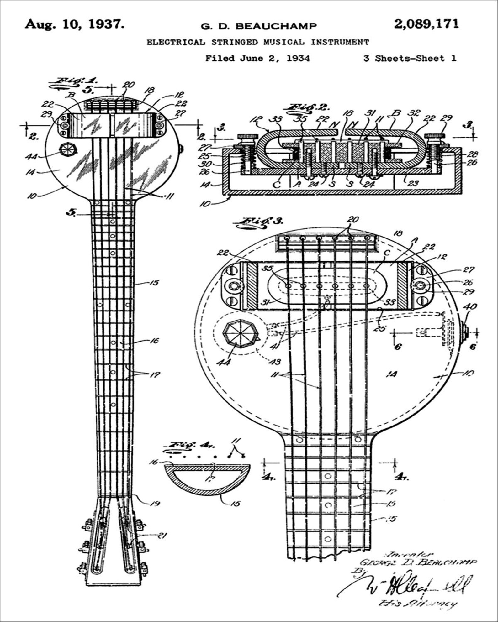 Vintage 1937 Rickenbacker Frying Pan Lap Steel Guitar Patent Etsy