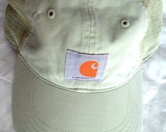 Vintage Carhartt Baseball Cap Hat White Mesh Snap Back OSFA