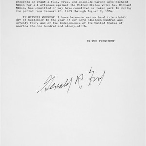 Carta de perdón de Ford Nixon