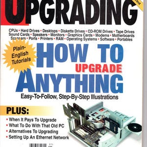 May include: A magazine cover titled "PC Novice Guide to Upgrading" with the text "How to Upgrade Anything." The cover features a computer with visible internal components and a list of topics related to computer upgrades.