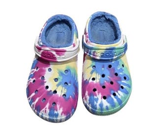 Vintage Rainbow Tie-Dye Genuine Crocs Size Women 8