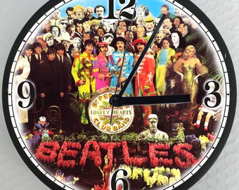Reloj de pared Sgt. Pepper de los Beatles, rock and roll, años 60, decoración del hogar, música, regalo