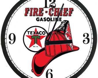 Texaco Fire Chief Wall Clock Retro Design, mancave, garage, home decor, time, cars, gift