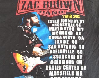Vintage Unisex Zac Brown Tour Tee Shirt L Black Graphic