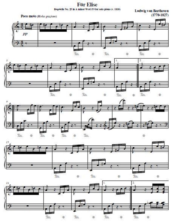 Fur Elise 1867 Beethoven Sheet Music.pdf - Etsy