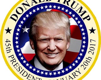 Hoja de 20 pegatinas redondas de 3,8 cm (1,5 pulgadas) de Trump 45