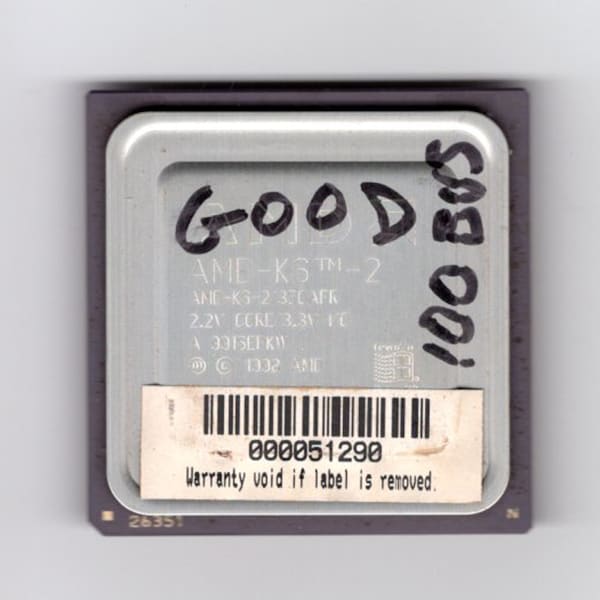 Vintage AMD K6-2 350AFR 2.2V/3.3V Socket 7 350Mhz CPU