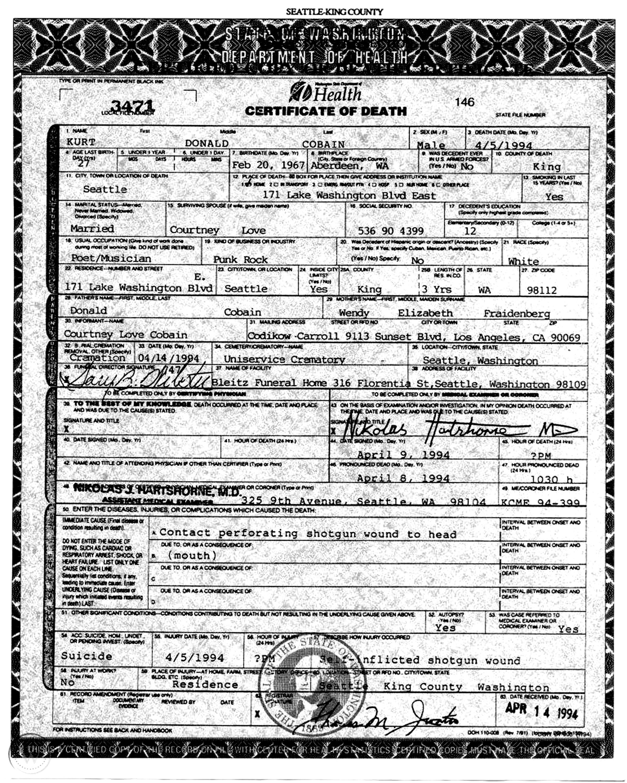Kurt Cobain Crime Photos - awrtpli