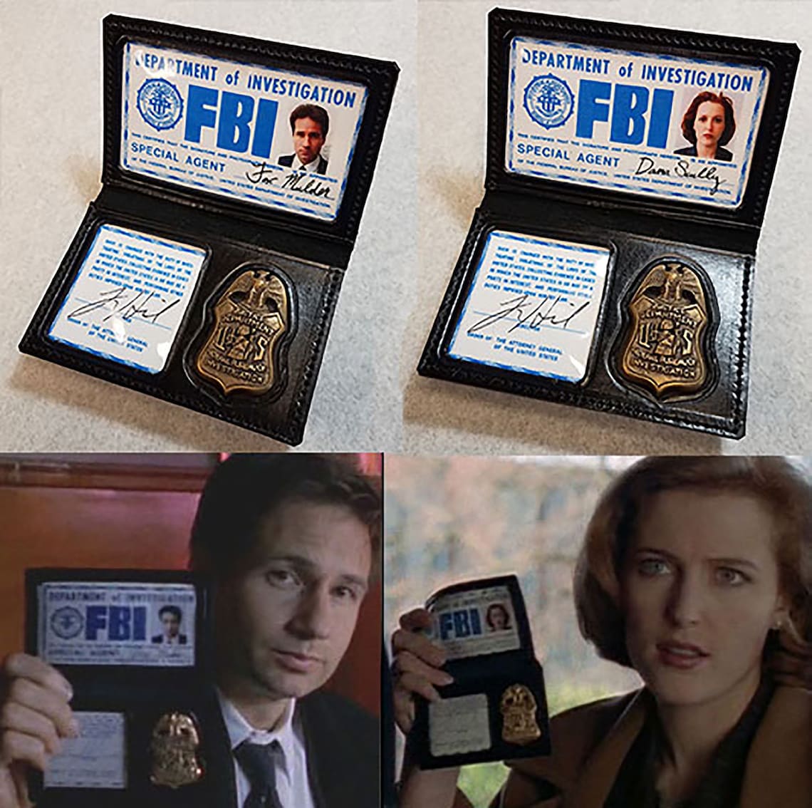 X-files Prop Mulder or Scully Wallet With Badge &amp; ID Hanger - Etsy