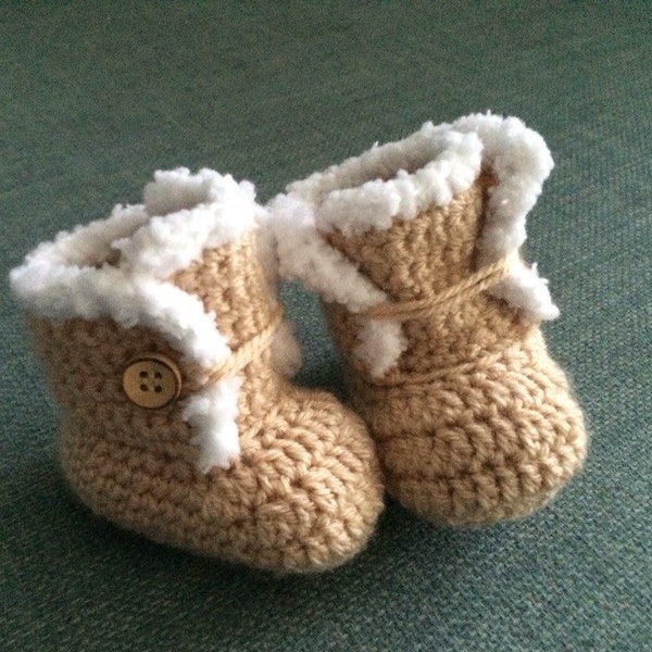 Baby booties, baby shoes, boots, tan, buttoned, photo prop, baby shower gift, newborn gift, new baby shoez