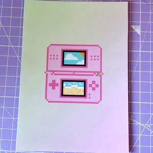 Pixel Art DS Console Print | 4x6 | A6 | Pixel Art | Sunset Print | Cute Pixel Art Digital Illustration
