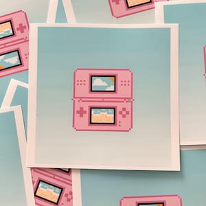 Pixel Art DS Console Print | 5x5 | Pixel Art | Beach Print | Cute Pixel Art Digital Illustration